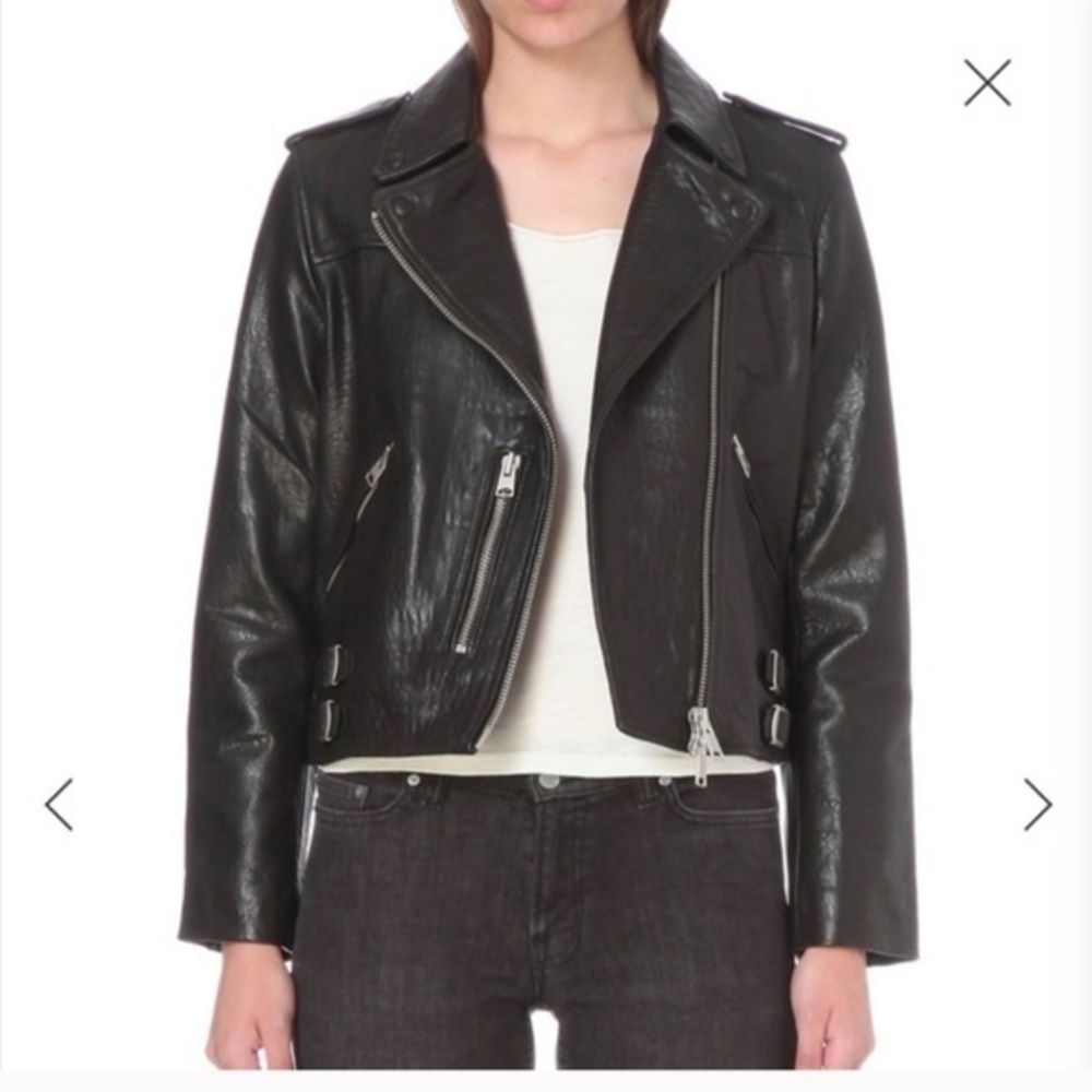 All Saints - Watson Biker Leather Jacket size 10 US Large